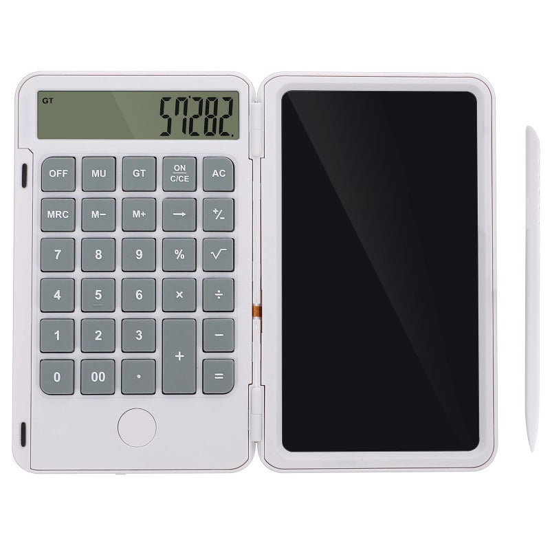 Portable LCD Writing Tablet With Rechargeable Calculator And Erasable Notepad White - Image 2