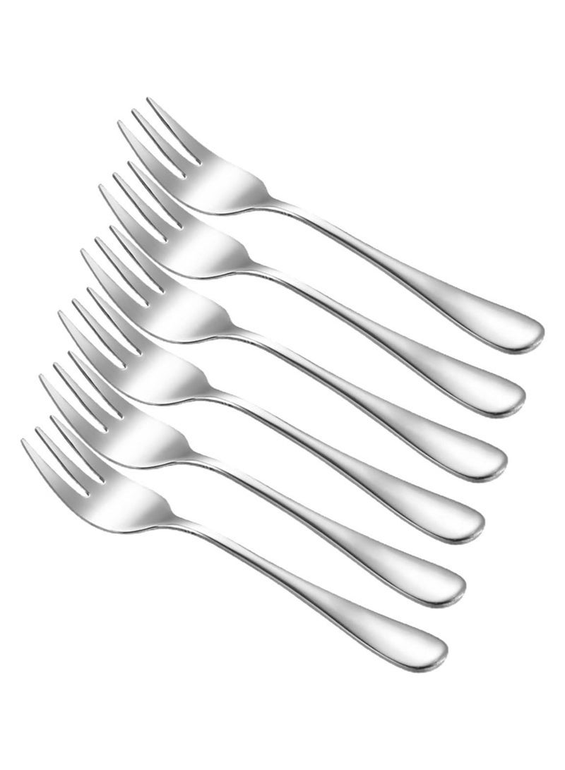 ECVV Dessert Forks 6 Pieces, Stainless Steel Cake Forks Silverware Set, Fruit Forks, Cocktail Forks, Appetizer Small Forks, | 5 Inches - Image 1