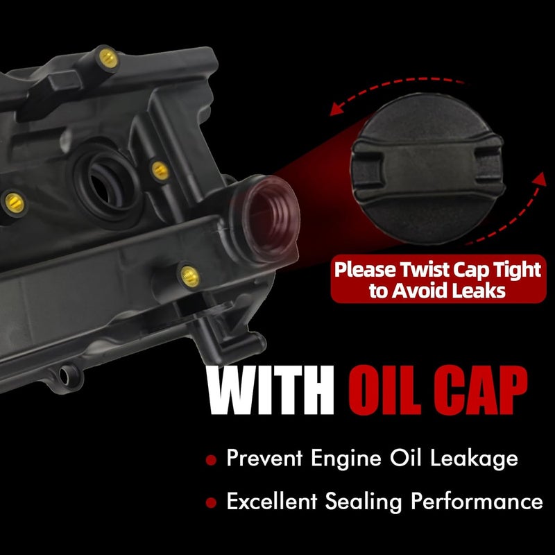 MITZONE Engine Valve Cover Set with Bolts & Oil Cap & Gaskets & Spark Plug Tube Seals & PCV Valve Compatible with 2002-2007 Nissan Altima Maxima Murano Quest Infiniti I35 VQ35DE V6 3.5L Part# 264-984 265-985 - Image 5