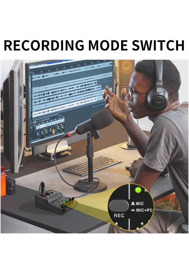 Generic - Recording Music USB Audio Interface for PC,  USB Sound Card for Recording Studio, Recording Music Computer Recording Audio Interface with 3.5mm Microphone Jack, Plug and Play - Image 1