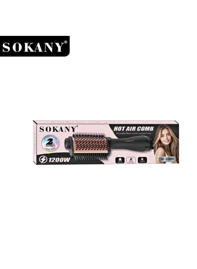 Sokany 2-in-1 Hair Dryer Brush Comb, 1200W, 3 Temperature Settings (Straightening + Drying + Curling), 1.8m Swivel Cord, Advanced Technology from Sokany - SK-15049 - Image 1