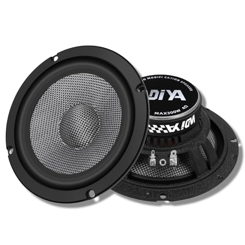 WDiYA Upgrade 6.5" Car Midrange Speakers, 300W Peak Power Carbon Fiber Cones, 4 Ohm Mid-Bass Stereo Audio – High Sensitivity, Shockproof Design (Pair) - Image 1