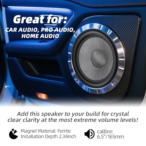 WDiYA Upgrade 6.5" Car Midrange Speakers, 300W Peak Power Carbon Fiber Cones, 4 Ohm Mid-Bass Stereo Audio – High Sensitivity, Shockproof Design (Pair) - Image 4