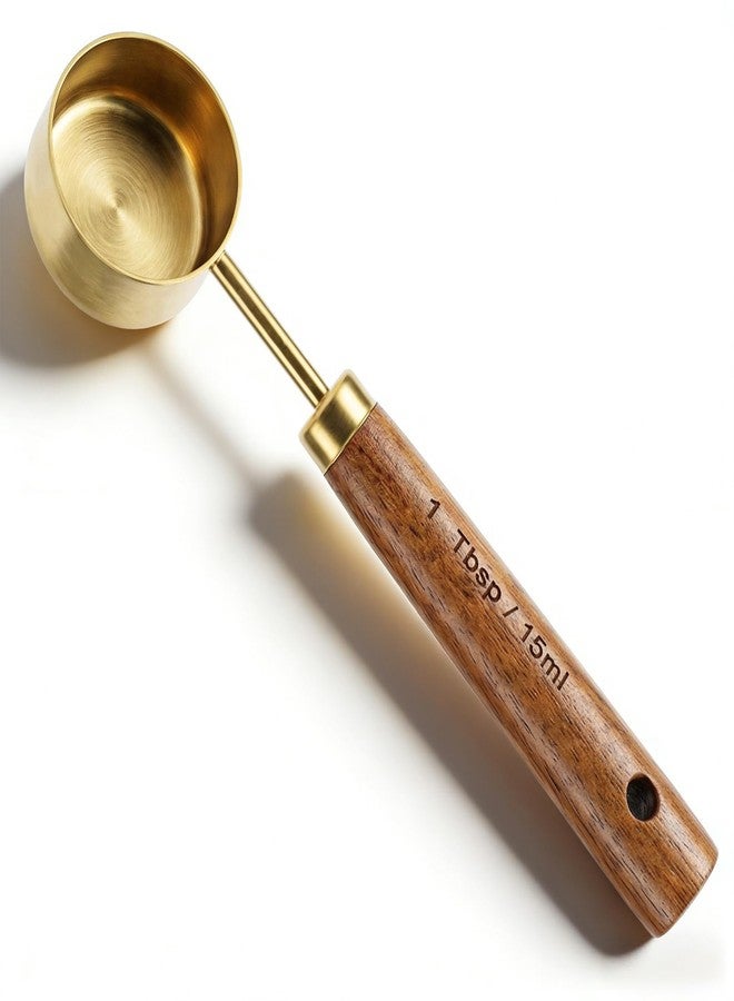 Shimmeroo 1 Teaspoon Scoop,Coffee Measuring Spoon Stainless Steel Wooden Handle 1 Tablespoon Measuring Spoon for Coffees,Tea,Spices and More - 15ML - Image 1