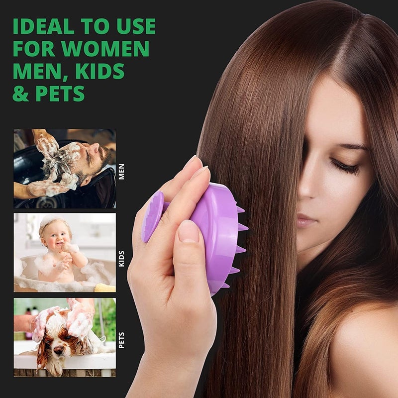 Valkyrie فرشاة شامبو لتدليك فروة الرأس، جسم من قش القمح مع شعيرات سيليكون ناعمة، مقشر فروة الرأس، مقشر فروة الرأس | إزالة القشرة، يمنع تساقط الشعر للرجال والنساء (بنفسجي 35) - Image 5