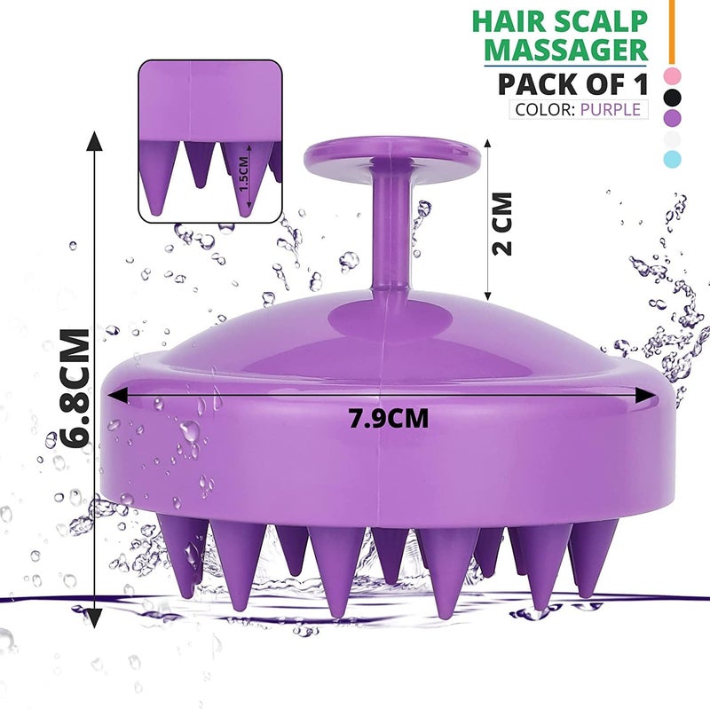 Valkyrie فرشاة شامبو لتدليك فروة الرأس، جسم من قش القمح مع شعيرات سيليكون ناعمة، مقشر فروة الرأس، مقشر فروة الرأس | إزالة القشرة، يمنع تساقط الشعر للرجال والنساء (بنفسجي 35) - Image 2