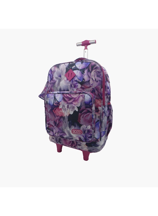 ROCO Floral Print Trolley Backpack with Pencil Pouch - 18 inches - Image 1