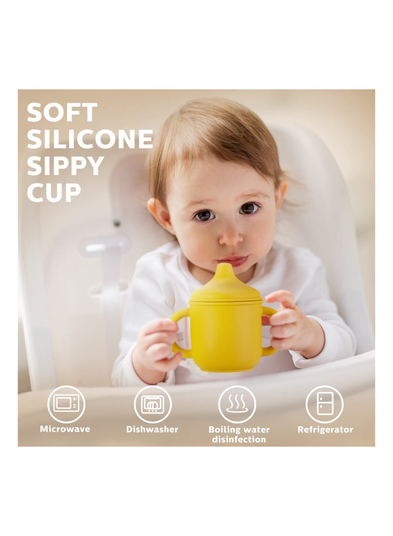 SOLARAE Silicone Sippy Cups for Babies 6 Months and Up, Two Handle Training Cups for Toddlers, Easy Grip Learner Cups with Spout Lid (Set of 2) - Image 5