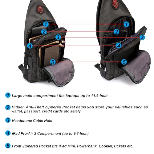 NICGID Sling Bag Chest Shoulder Backpack Crossbody Bags for Tablet Laptop Outdoor Hiking Men Women - Image 5