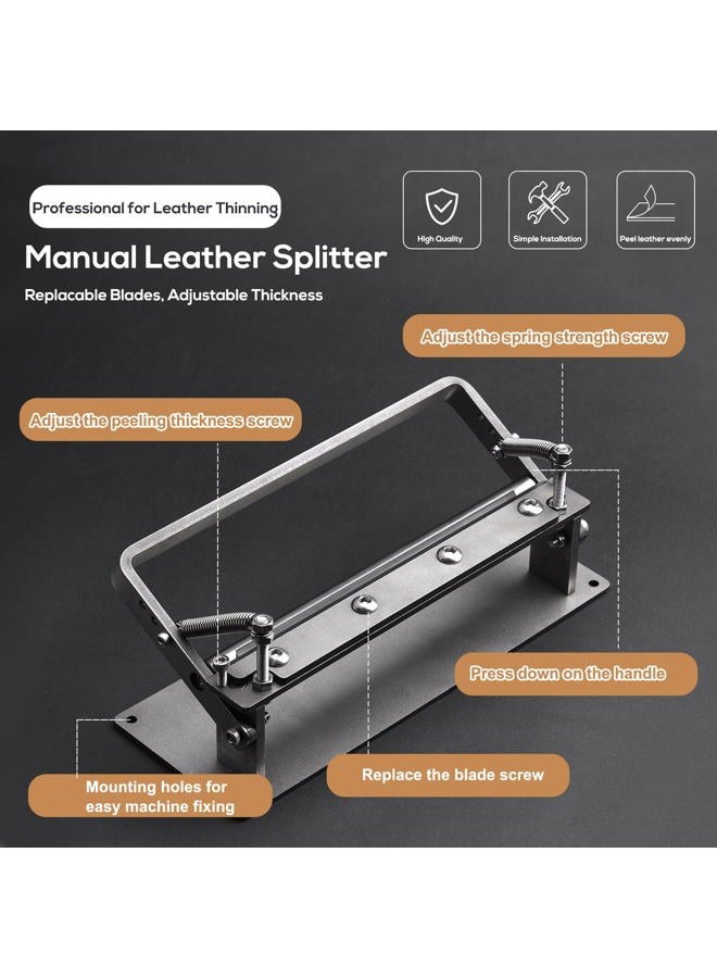 DIUDUS Leather Splitter, Leather Skiver Peeler, Manual Leather Skiving Machine, Leather Peeling Thinning Paring Machine Skiver Leather Tool with Blades for DIY Leather Crafting Tools - Image 3