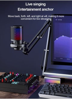 FlashHawk Gaming PC USB Microphone,Podcast Condenser Mic with Boom Arm,Pop Filter,Mute Button for Streaming,Online Chat, RGB Computer Mic for PS4/5 PC Gamer Youtuber  - Image 5