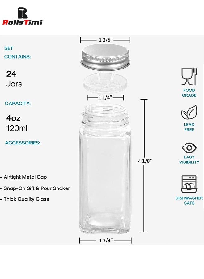 RollsTimi  24-Piece 120ml Spice Jars, Seasoning Storage Bottles for Spice Rack, Cabinet, Drawer  - Image 4