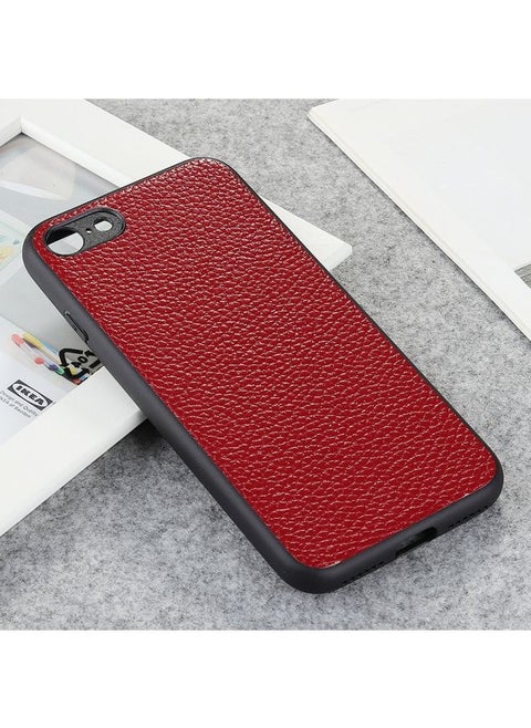Case Cover For iPhone 8 / 7 Litchi Texture Genuine Leather Folding Protective Case Red