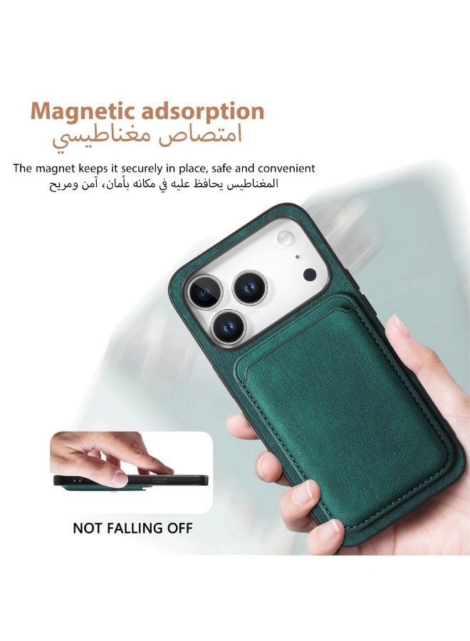 Interstella iPhone 17 Pro Case, Premium Leather Wallet Case for Apple Phone 17 Pro, 2-in-1 Detachable Design with Card Holder and Magnetic Closure, Green, Compatible with 6.1-inch Screen - Image 5