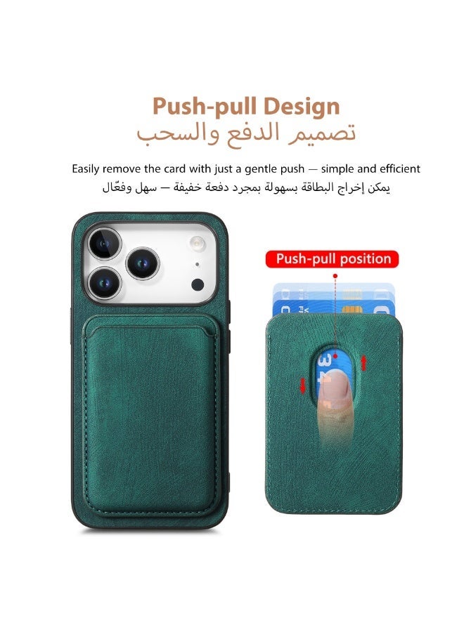 Interstella iPhone 17 Pro Case, Premium Leather Wallet Case for Apple Phone 17 Pro, 2-in-1 Detachable Design with Card Holder and Magnetic Closure, Green, Compatible with 6.1-inch Screen - Image 1