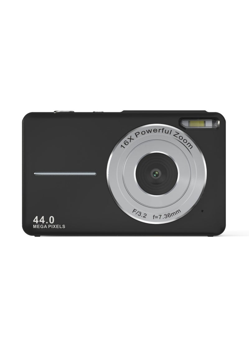 OasisLink Digital Camera, FHD 1080P Camera, Digital Point and Shoot Camera with 16x Zoom Anti-Shake Function, Small Camera for Boys Girls Kids (Black)  - Image 1