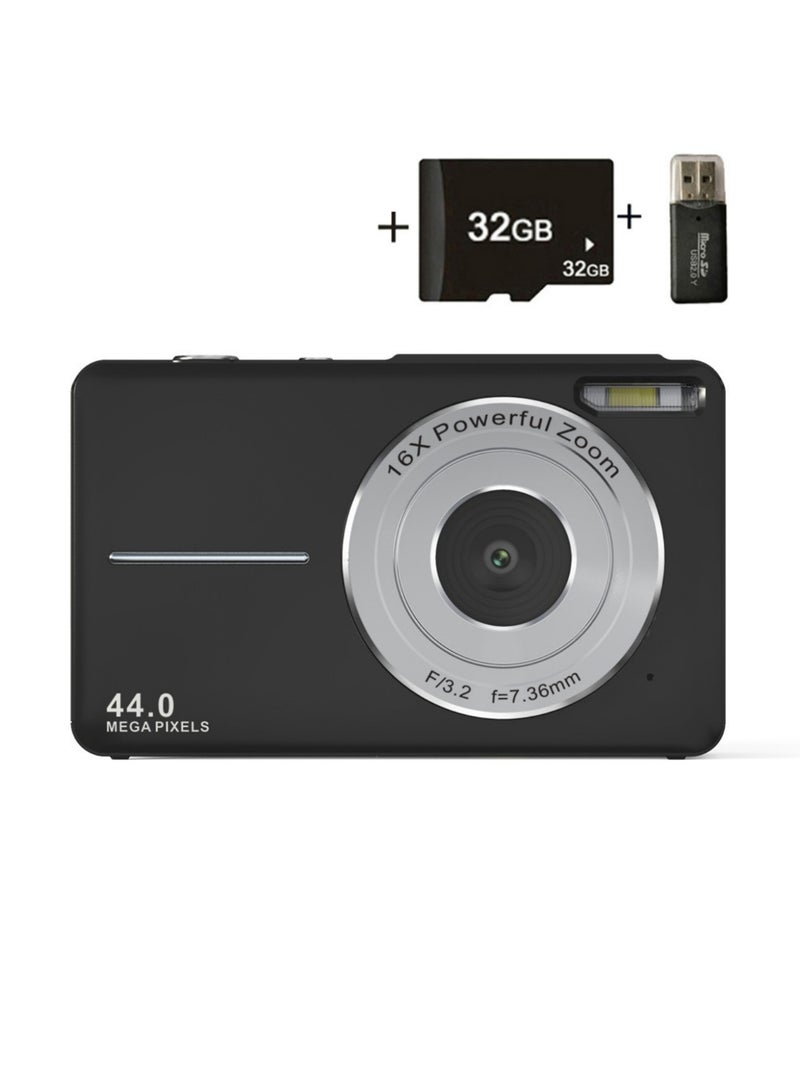 OasisLink Digital Camera, FHD 1080P Camera, Digital Point and Shoot Camera with 16x Zoom Anti-Shake Function, Small Camera for Boys Girls Kids (Black)  - Image 2