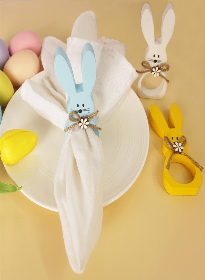 Utalek Easter Napkin Rings Set of 6, Wood Bunny Napkin Rings Rabbit Napkin Ring Holders for Easter, Spring Party, Dinning Table Decorations - Image 2
