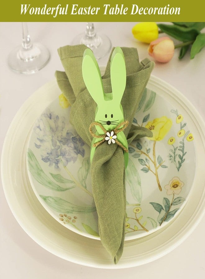 Utalek Easter Napkin Rings Set of 6, Wood Bunny Napkin Rings Rabbit Napkin Ring Holders for Easter, Spring Party, Dinning Table Decorations - Image 5
