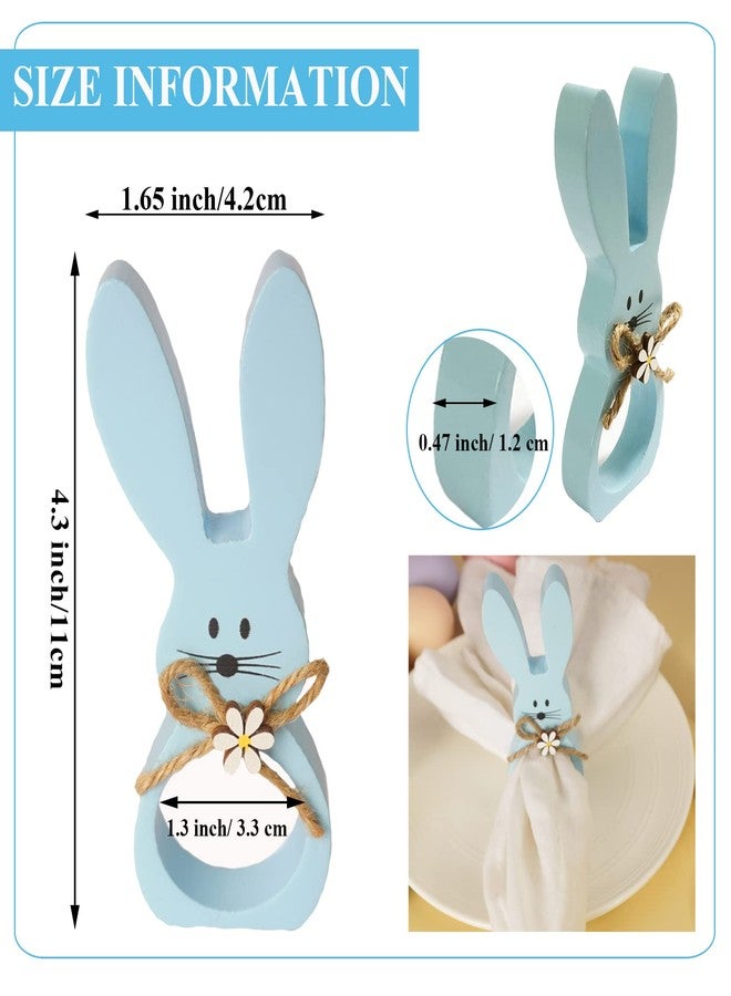 Utalek Easter Napkin Rings Set of 6, Wood Bunny Napkin Rings Rabbit Napkin Ring Holders for Easter, Spring Party, Dinning Table Decorations - Image 3