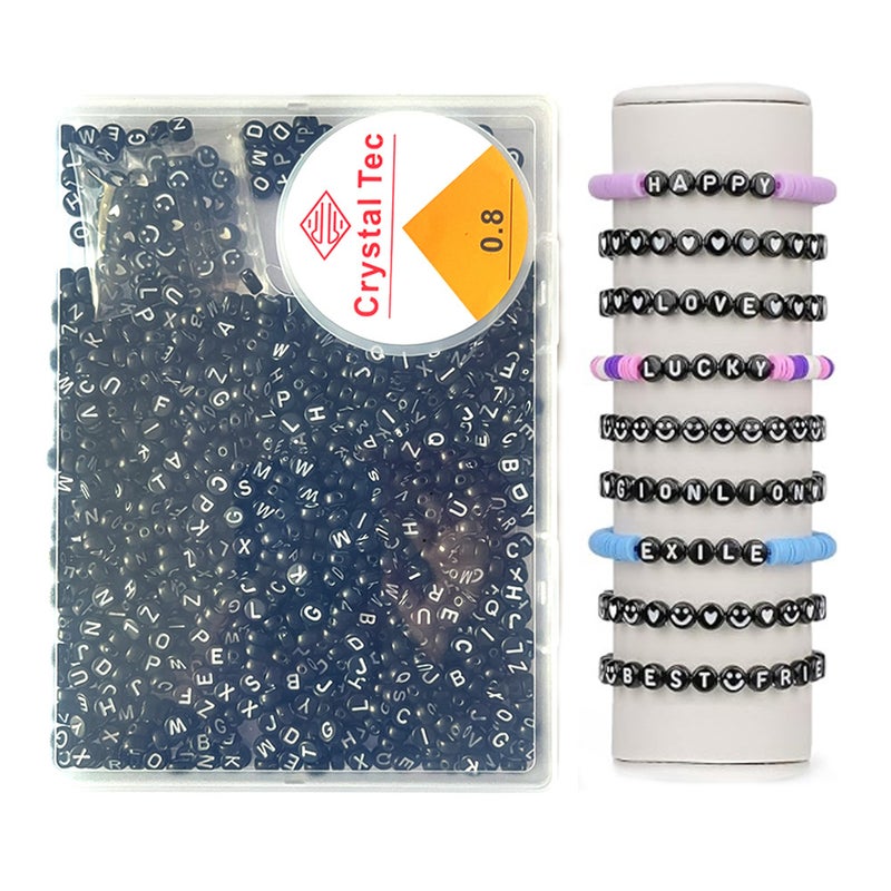 1000 Pcs Letter Beads Kits with Elastic String, Round Alphabet Beads for Bracelet Making DIY Crafts Friendship Bracelet - Image 1
