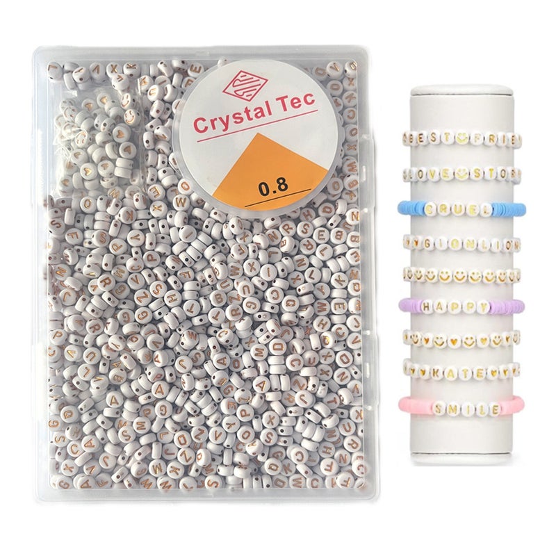 1000 Pcs Letter Beads Kits with Elastic String, Round Alphabet Beads for Bracelet Making DIY Crafts Friendship Bracelet - Image 5