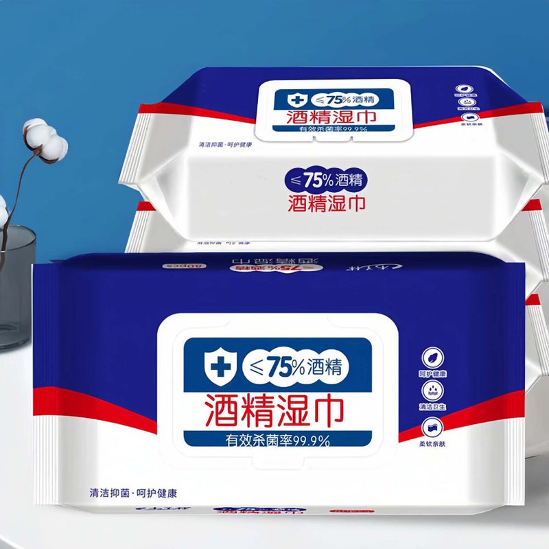 مناديل كحول بزاوية 75 درجة بكميات كبيرة، 80 منديل معبأ بشكل فردي، مناديل تنظيف صحية قابلة للتخلص منها من المصنع - Image 3