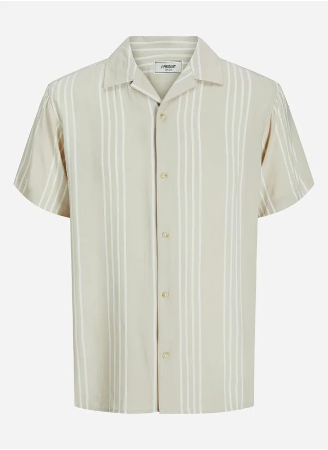 برودكت Produkt Men Beige Button-Down Striped Shirt