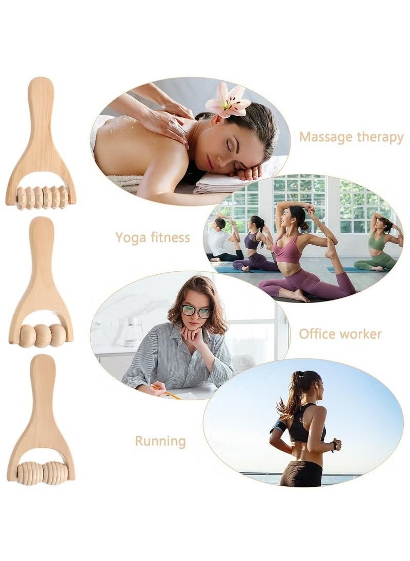 Generic 3Pcs Wooden Hand Massage Roller, Muscle Roller Stick, Manual Wood Therapy Massage Tools Trigger Point Massager Roller, for Relaxes Thigh, Leg, Hands Neck Full Body Muscle Men Women  - Image 4