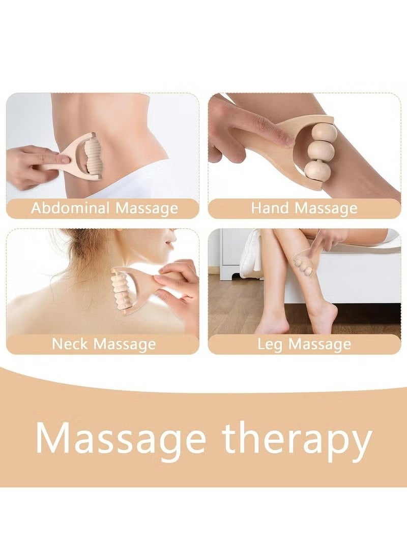 Generic 3Pcs Wooden Hand Massage Roller, Muscle Roller Stick, Manual Wood Therapy Massage Tools Trigger Point Massager Roller, for Relaxes Thigh, Leg, Hands Neck Full Body Muscle Men Women  - Image 2