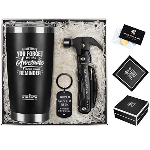 kinbata Gifts for Husband from Wife-Best Anniversary Basket Gifts for Men who has everything Fathers Day Funny Birthday Gift Ideas for Him Christmas Unique Romantic Presents Sets, All in One Hammer Multitool - Image 1