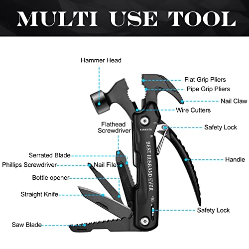 kinbata Gifts for Husband from Wife-Best Anniversary Basket Gifts for Men who has everything Fathers Day Funny Birthday Gift Ideas for Him Christmas Unique Romantic Presents Sets, All in One Hammer Multitool - Image 5
