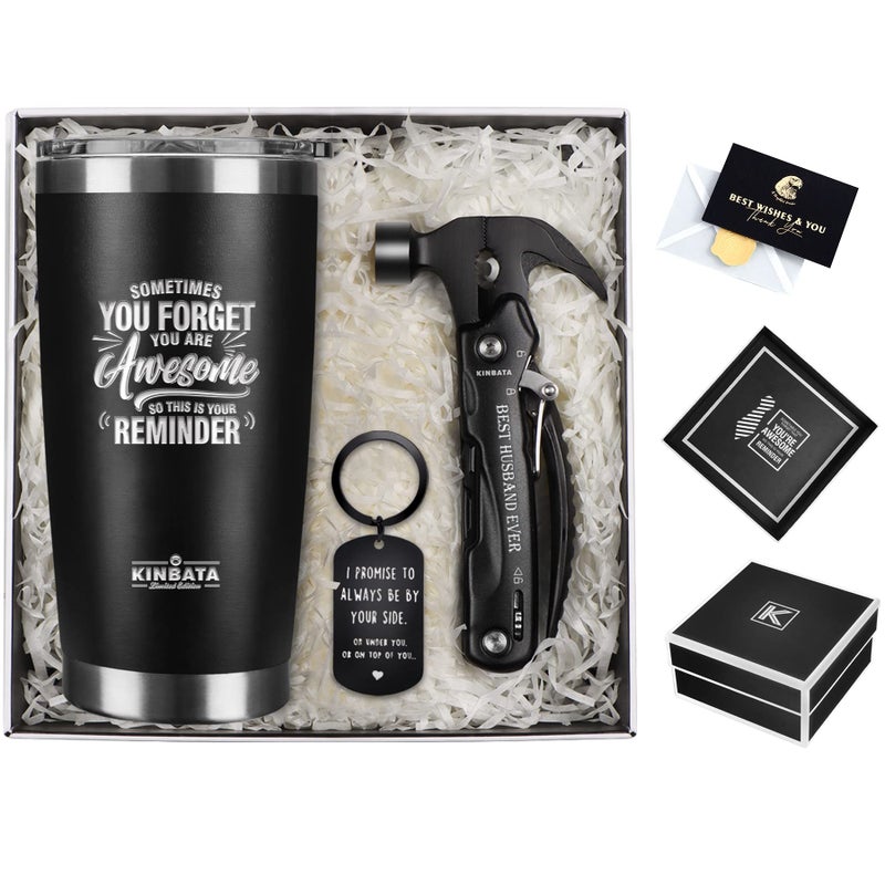 kinbata Gifts for Husband from Wife-Best Anniversary Basket Gifts for Men who has everything Fathers Day Funny Birthday Gift Ideas for Him Christmas Unique Romantic Presents Sets, All in One Hammer Multitool - Image 4