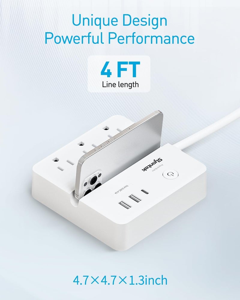 مقبس طاقة متعدد مع تحكم عن بعد من مزود بـ 3 مخارج تحكم لاسلكي RF، وواقي من زيادة التيار مع 3 منافذ USB، وحامل هاتف، وسلك بطول 4 أقدام بقدرة 15 أمبير/1875 واط، ومخرج تحكم عن بعد للمكتب المنزلي - Image 5