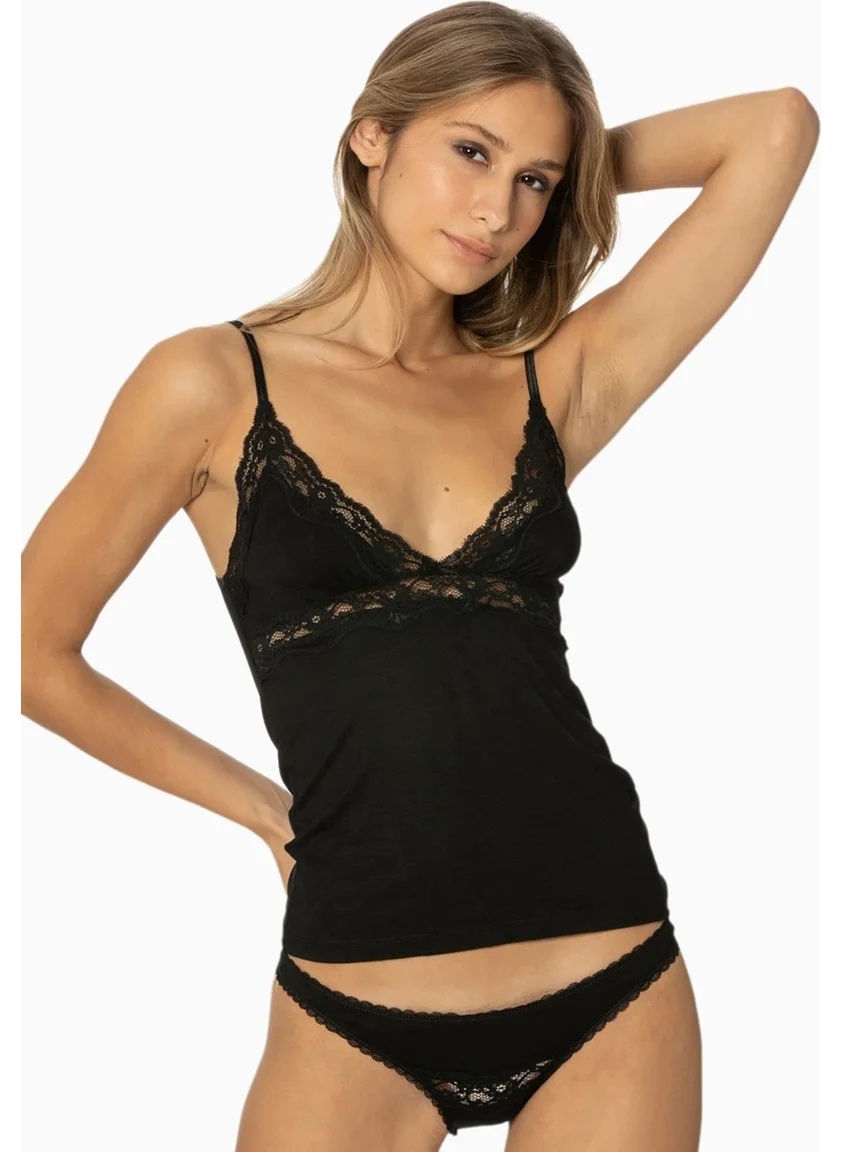 بيير كاردان Lace Combed Cotton Athlete Panties / Camisole Set - 367