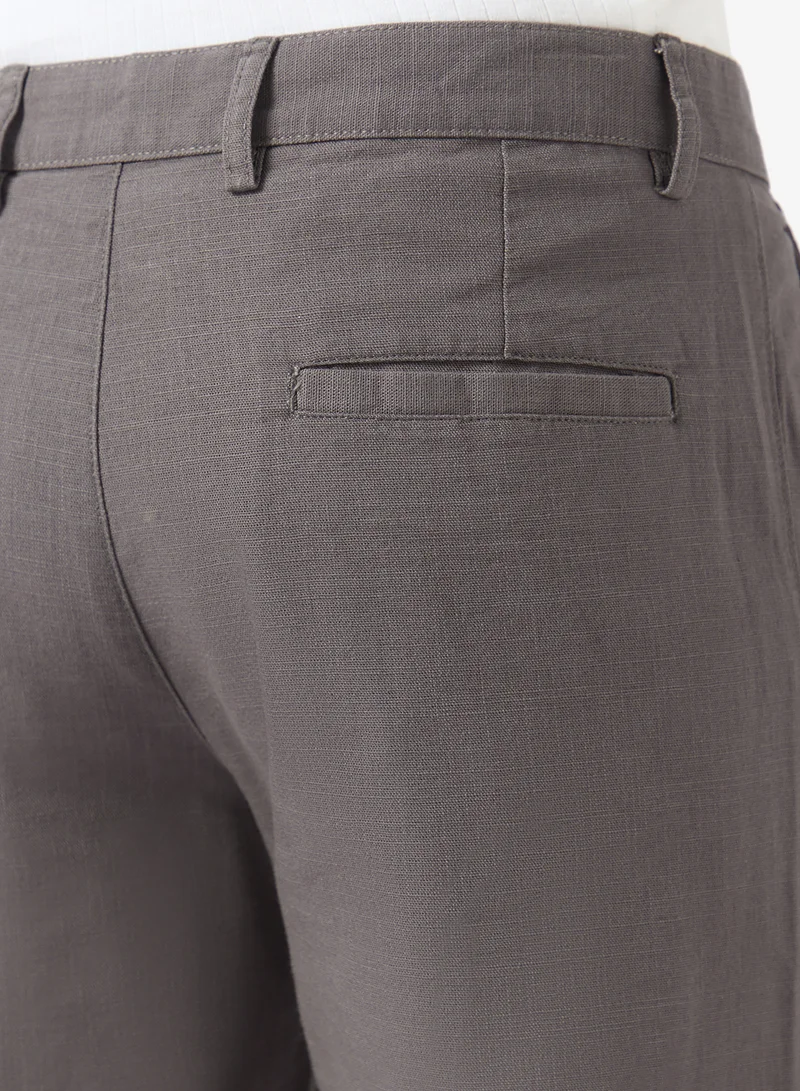 Robert Wood  Straight Fit Slub Linen Pants for Men | Best Price UAE