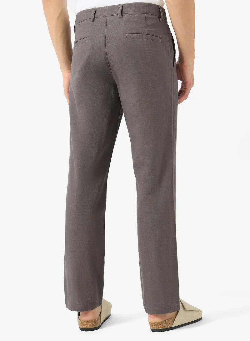 Robert Wood  Straight Fit Slub Linen Pants for Men | Best Price UAE