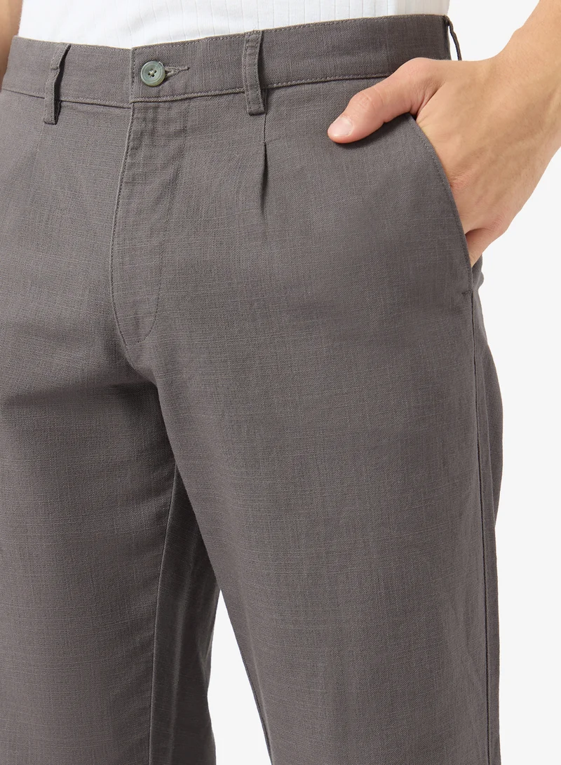 Robert Wood  Straight Fit Slub Linen Pants for Men | Best Price UAE