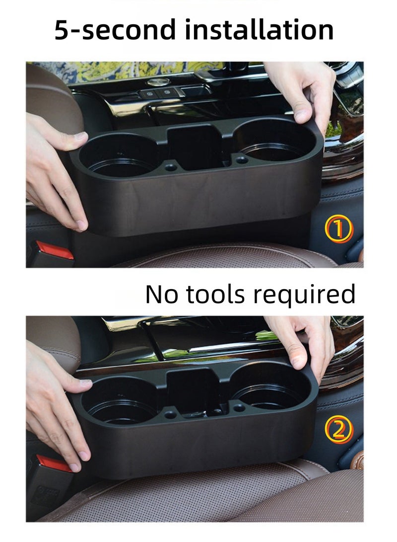 نوفولان حامل أكواب السيارة NOVOLAN، رف تخزين أكواب المياه للسيارة، صندوق تخزين الشقوق في المقعد، منظم وحدة التحكم المركزية، سهل التركيب، هيكل متين، موفر للمساحة، يخزن كوبين من الماء والمستلزمات المتنوعة (بيج) - Image 5