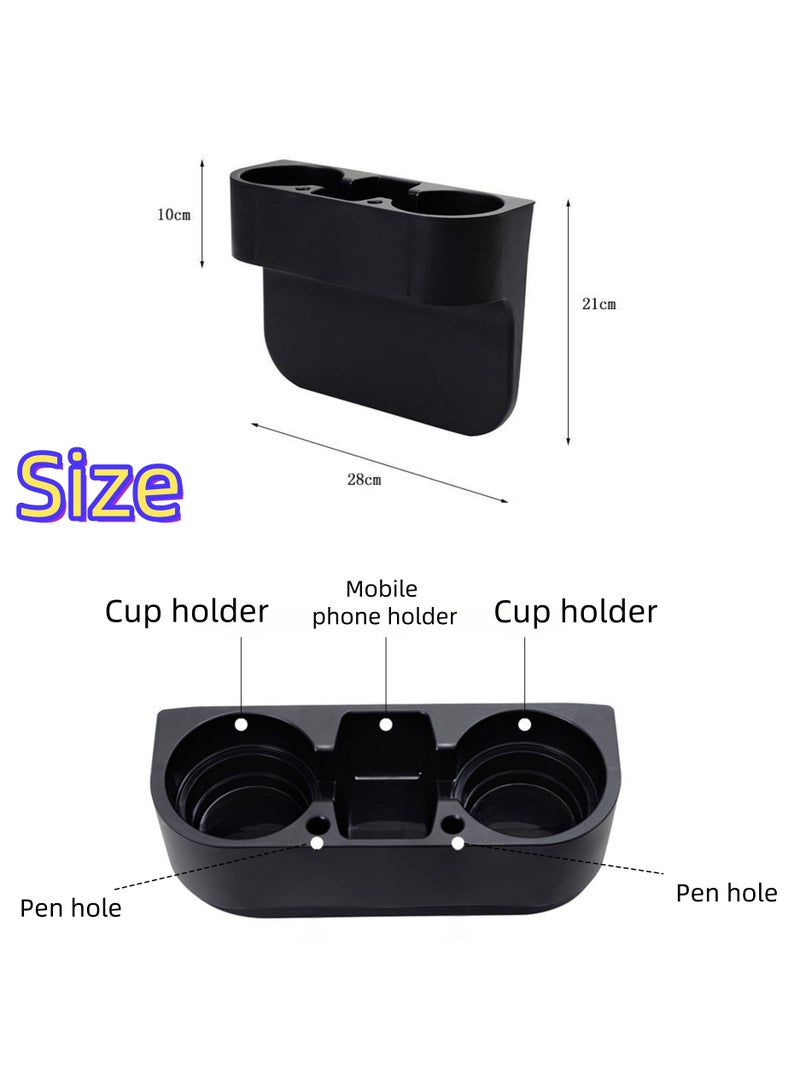 نوفولان حامل أكواب السيارة NOVOLAN، رف تخزين أكواب المياه للسيارة، صندوق تخزين الشقوق في المقعد، منظم وحدة التحكم المركزية، سهل التركيب، هيكل متين، موفر للمساحة، يخزن كوبين من الماء والمستلزمات المتنوعة (بيج) - Image 2