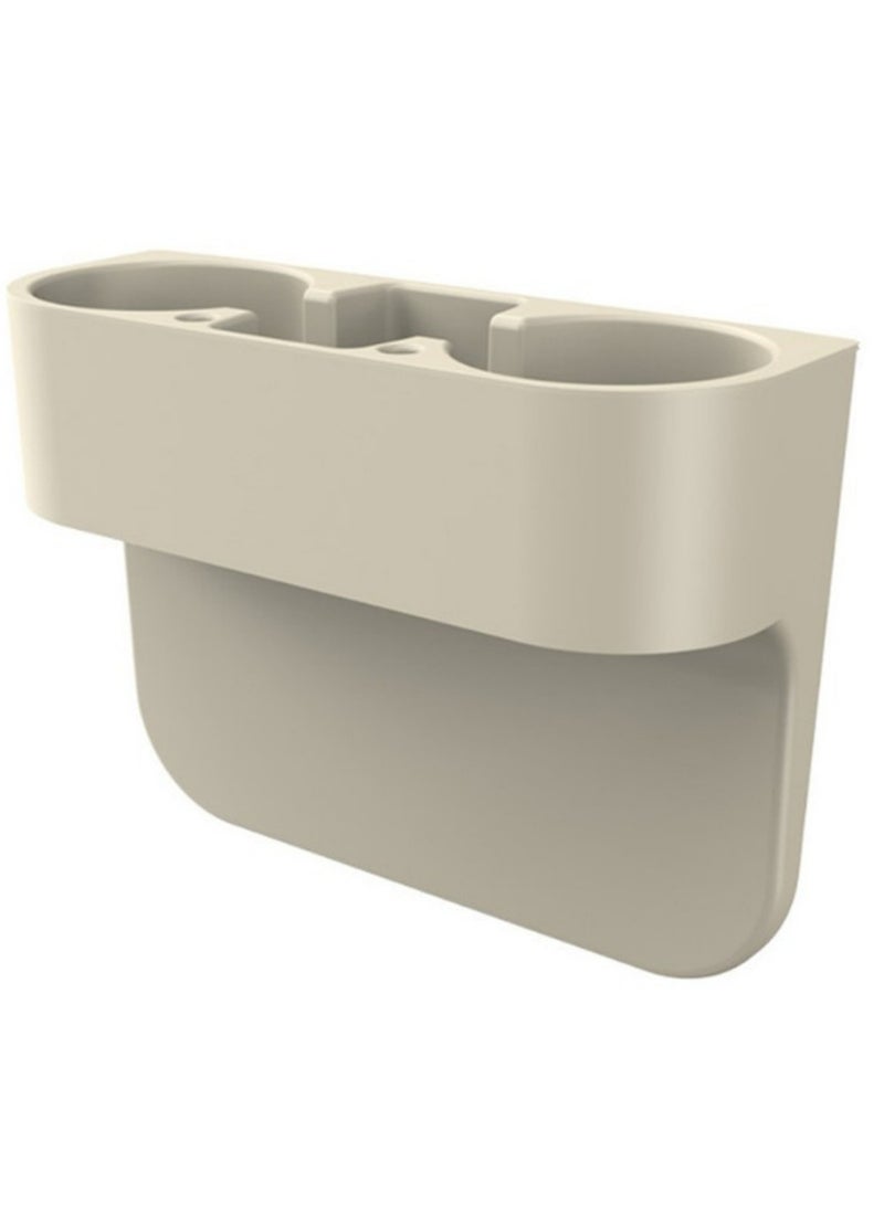 نوفولان حامل أكواب السيارة NOVOLAN، رف تخزين أكواب المياه للسيارة، صندوق تخزين الشقوق في المقعد، منظم وحدة التحكم المركزية، سهل التركيب، هيكل متين، موفر للمساحة، يخزن كوبين من الماء والمستلزمات المتنوعة (بيج) - Image 1