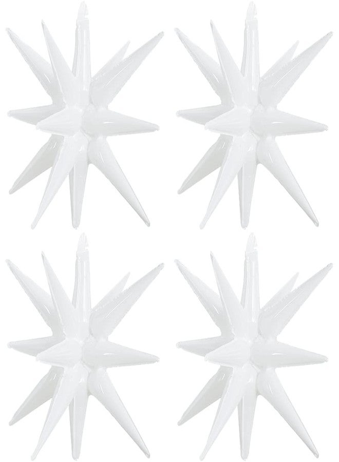 TONIFUL 4 Pcs 22inch 4D Huge White Star Balloons Explosion Star Mylar Foil Balloons for Party Supplies Backdrop Christmas,Birthday,New Year, Wedding,Photo Booth Ornament - Image 1