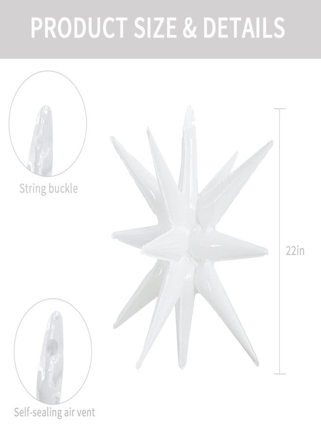 TONIFUL 4 Pcs 22inch 4D Huge White Star Balloons Explosion Star Mylar Foil Balloons for Party Supplies Backdrop Christmas,Birthday,New Year, Wedding,Photo Booth Ornament - Image 2
