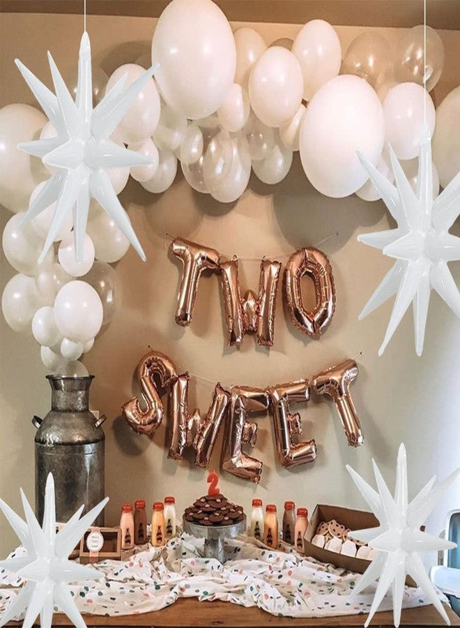 TONIFUL 4 Pcs 22inch 4D Huge White Star Balloons Explosion Star Mylar Foil Balloons for Party Supplies Backdrop Christmas,Birthday,New Year, Wedding,Photo Booth Ornament - Image 4