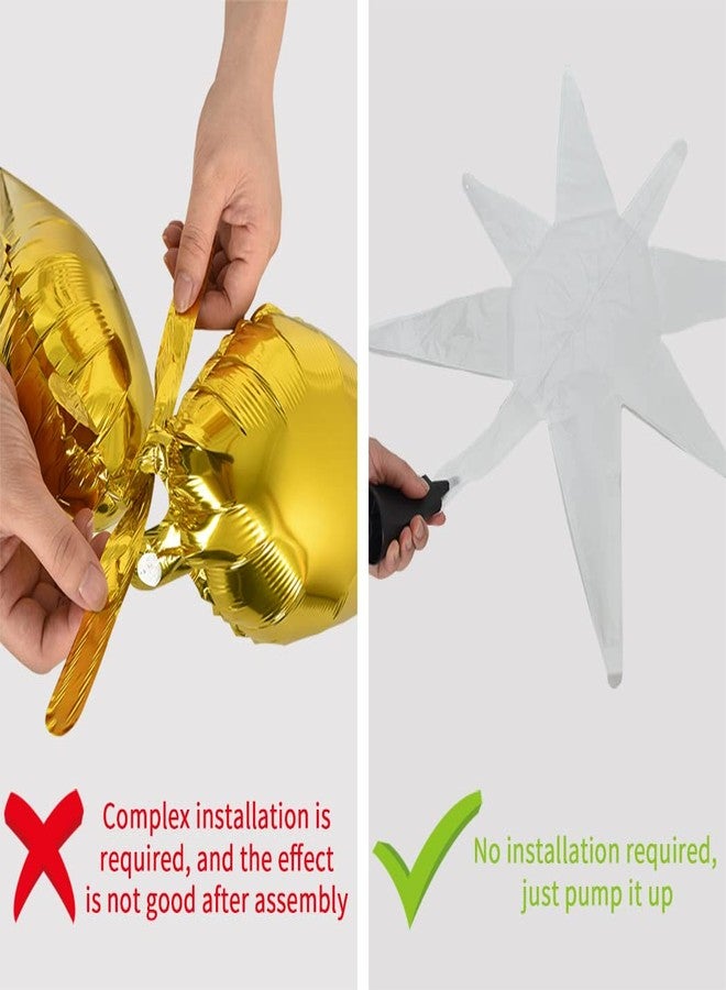 TONIFUL 4 Pcs 22inch 4D Huge White Star Balloons Explosion Star Mylar Foil Balloons for Party Supplies Backdrop Christmas,Birthday,New Year, Wedding,Photo Booth Ornament - Image 3