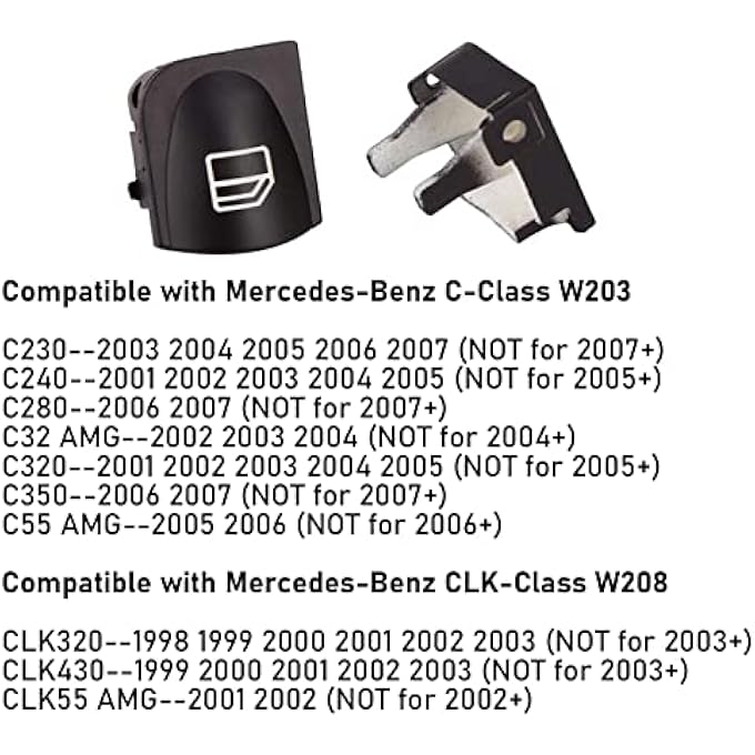 Jaronx 2Pcs Driver Window Switch Button Covers For Mercedes BenzPower Window Master Switch Repair Button Caps Button For Mercedes Benz CClass W203 C230 C280 C320 C350 ClkClass W208 Clk320 Clk430 - Image 5