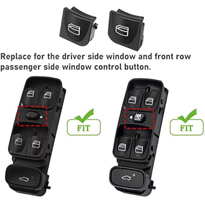 Jaronx 2Pcs Driver Window Switch Button Covers For Mercedes BenzPower Window Master Switch Repair Button Caps Button For Mercedes Benz CClass W203 C230 C280 C320 C350 ClkClass W208 Clk320 Clk430 - Image 4