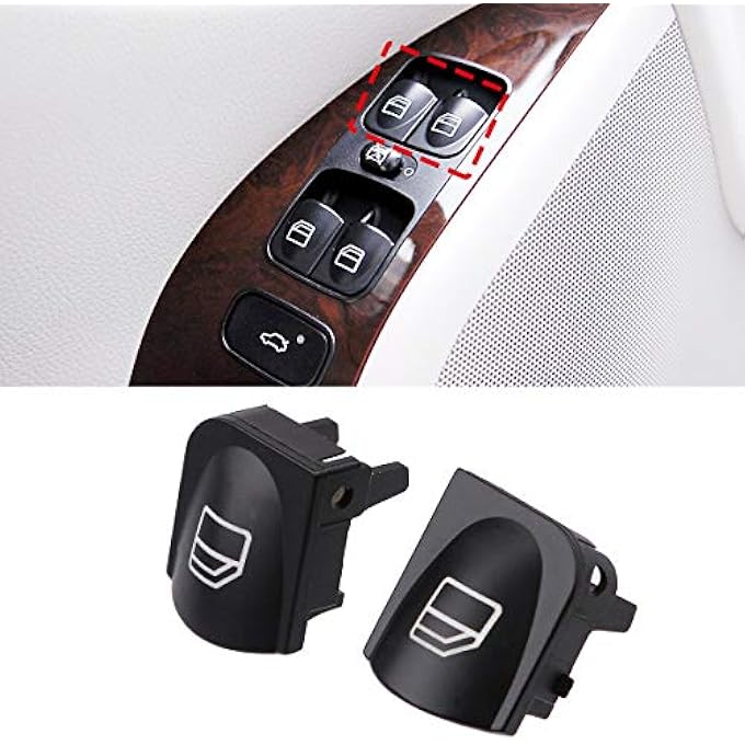 Jaronx 2Pcs Driver Window Switch Button Covers For Mercedes BenzPower Window Master Switch Repair Button Caps Button For Mercedes Benz CClass W203 C230 C280 C320 C350 ClkClass W208 Clk320 Clk430 - Image 2