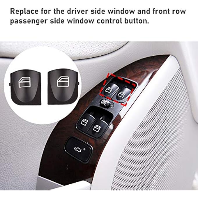 Jaronx 2Pcs Driver Window Switch Button Covers For Mercedes BenzPower Window Master Switch Repair Button Caps Button For Mercedes Benz CClass W203 C230 C280 C320 C350 ClkClass W208 Clk320 Clk430 - Image 3