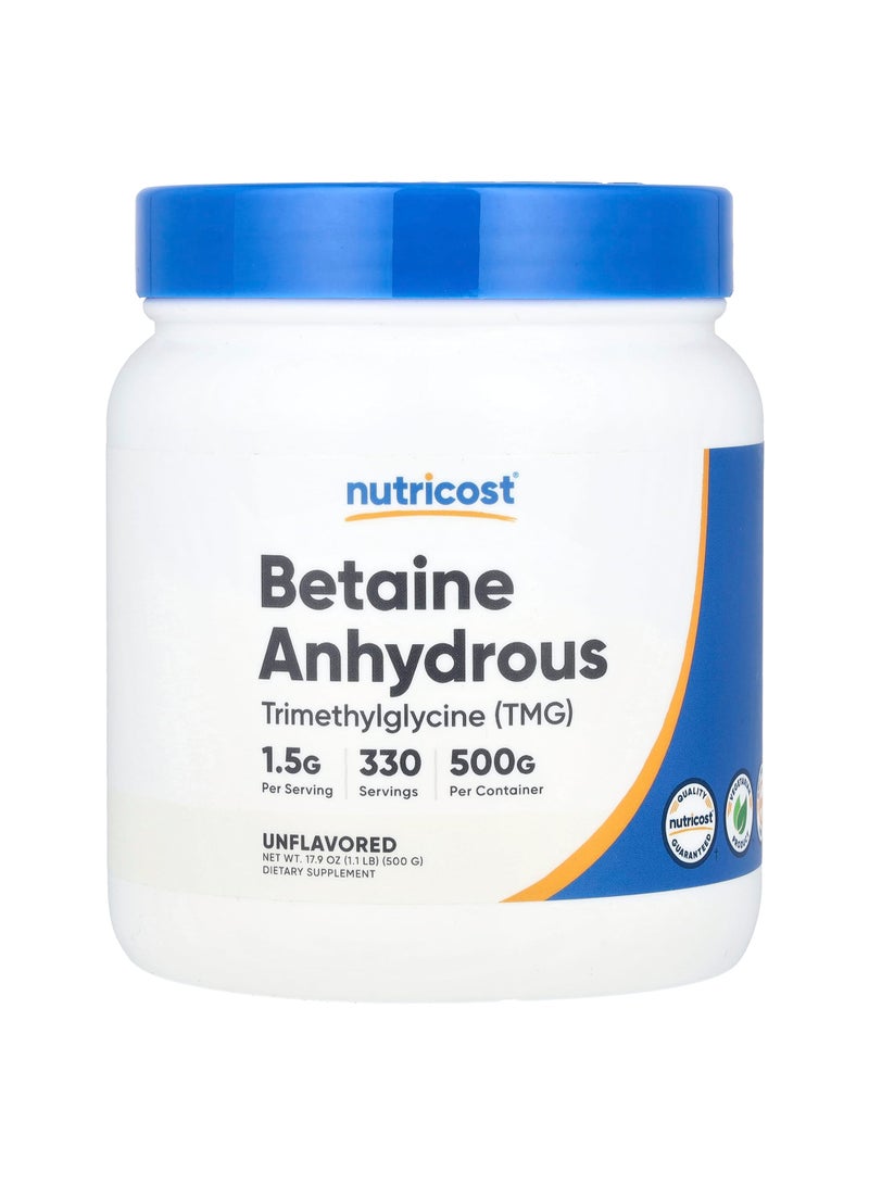 Betaine Anhydrous, Unflavored, 17.9 oz (500 g)